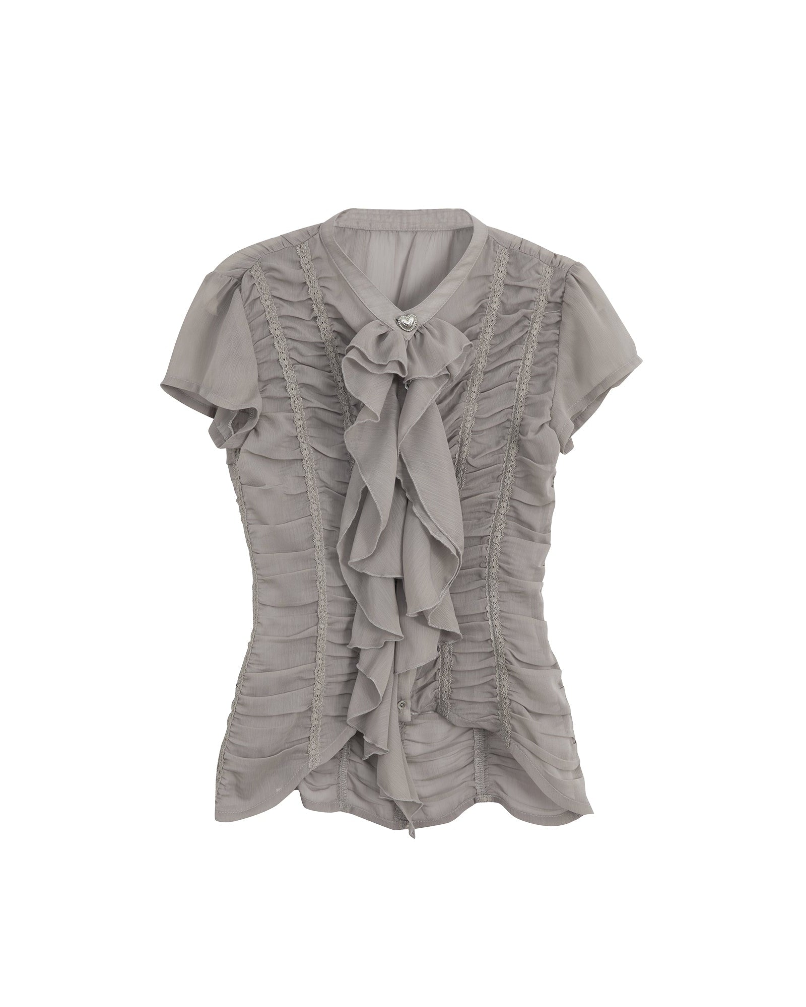 Ruffled Lace Blouse | Grey