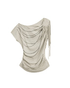 Fringed Slouchy Top | Beige