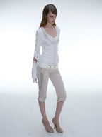 Aegis Studded Top, Long Sleeves | White