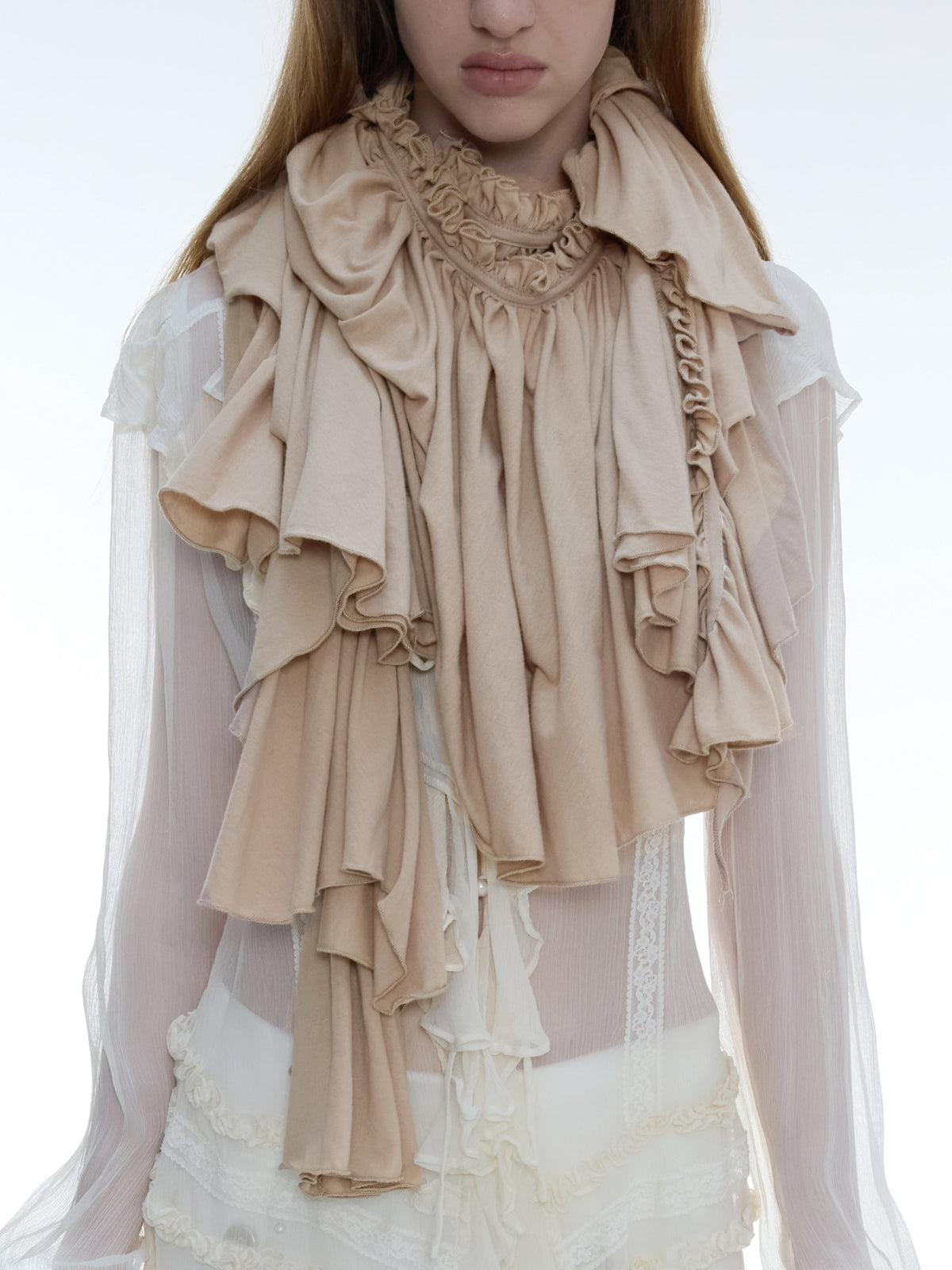 Cotton Ruffled Scarf | Sand