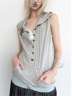 Piqué Sleeveless Top | Grey