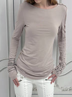 Studded Cuff Top | Sand