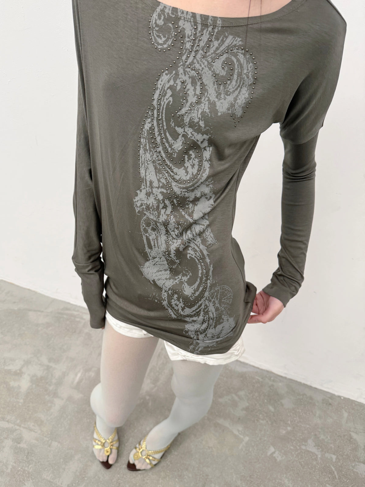 Baroque Slouch Top | Green
