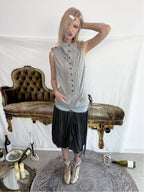 Piqué Sleeveless Top | Grey