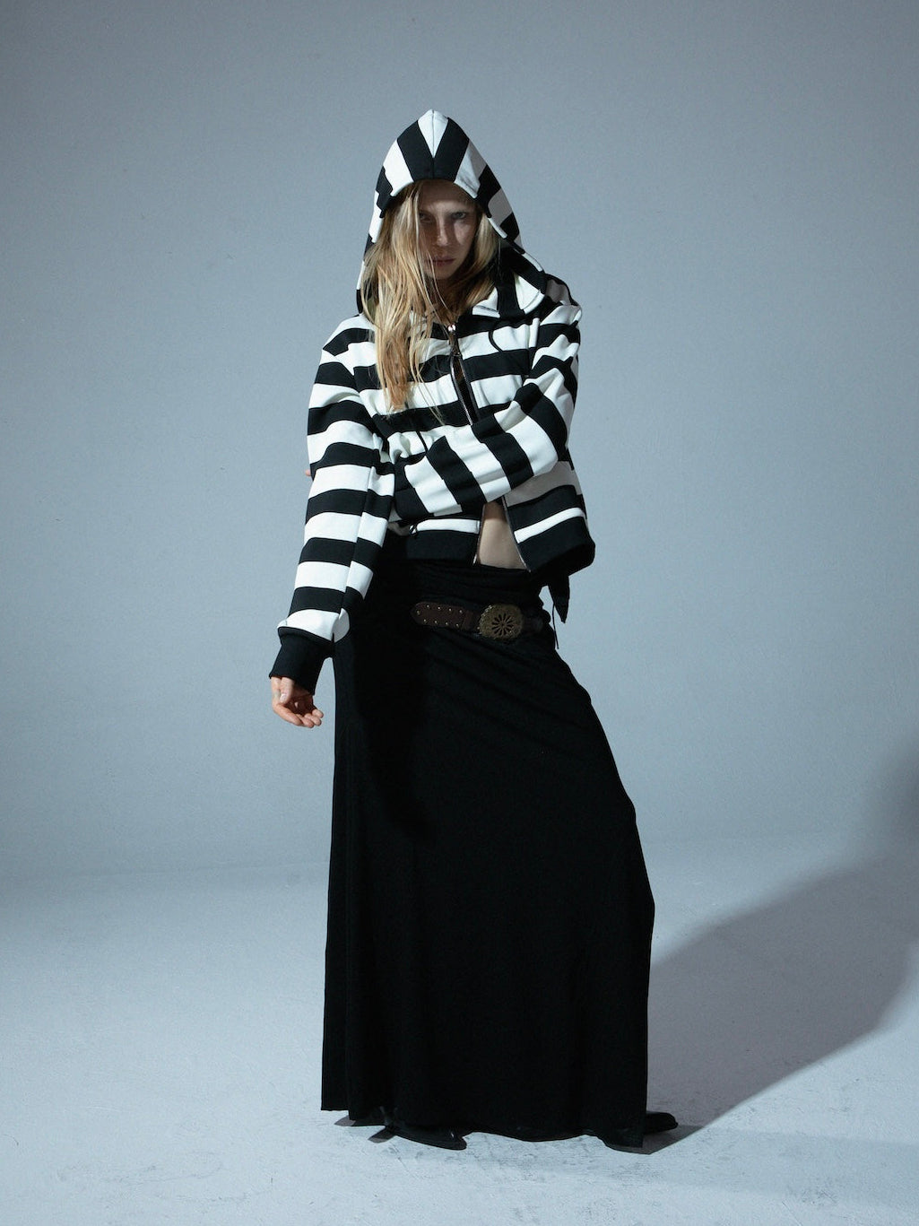 Striped Hoodie | Black & White