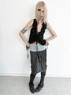 Tulip Fringed Skirt | Blue & Dark Grey