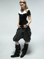Ruffled Collar Top | Black