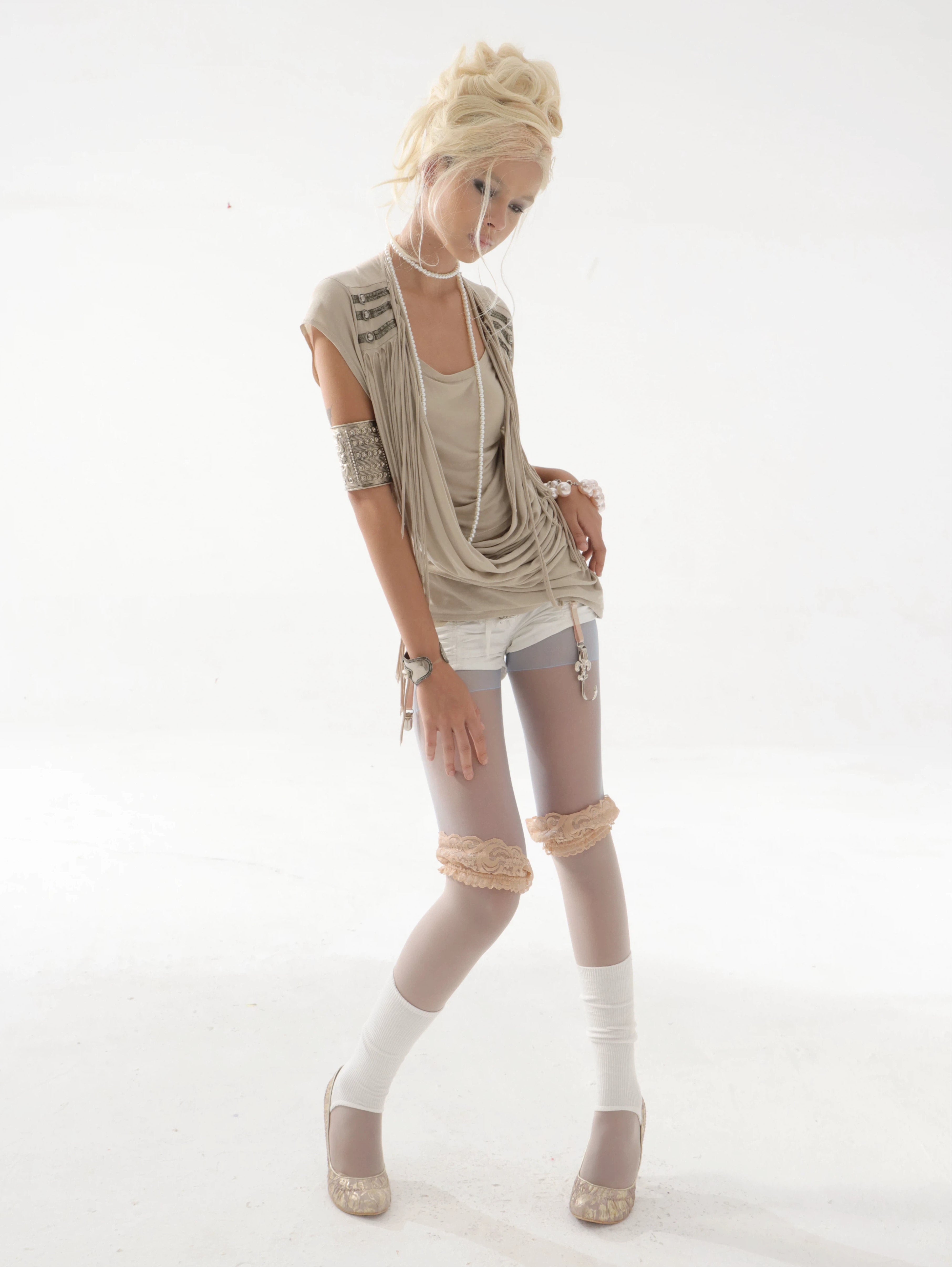 Victory Fringed Draped Top | Beige