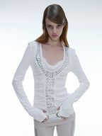 Aegis Studded Top, Long Sleeves | White