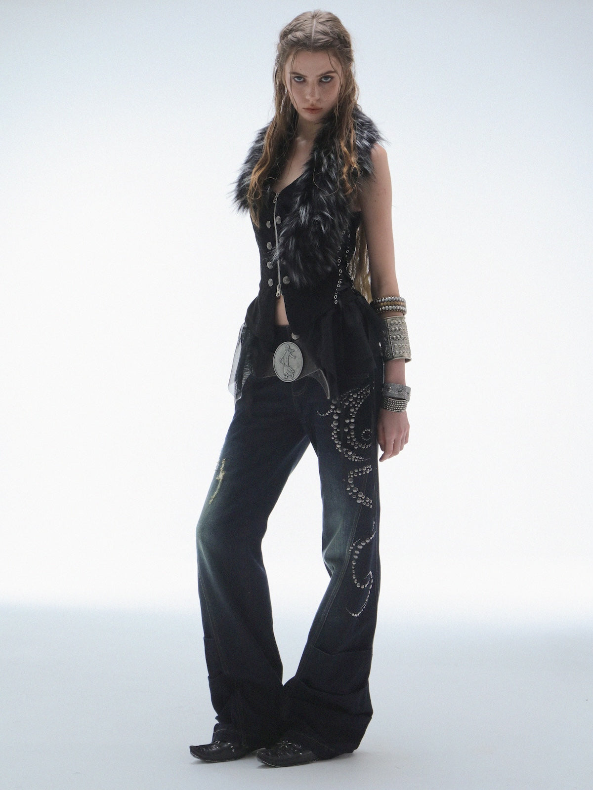 Swirl Studded Jeans