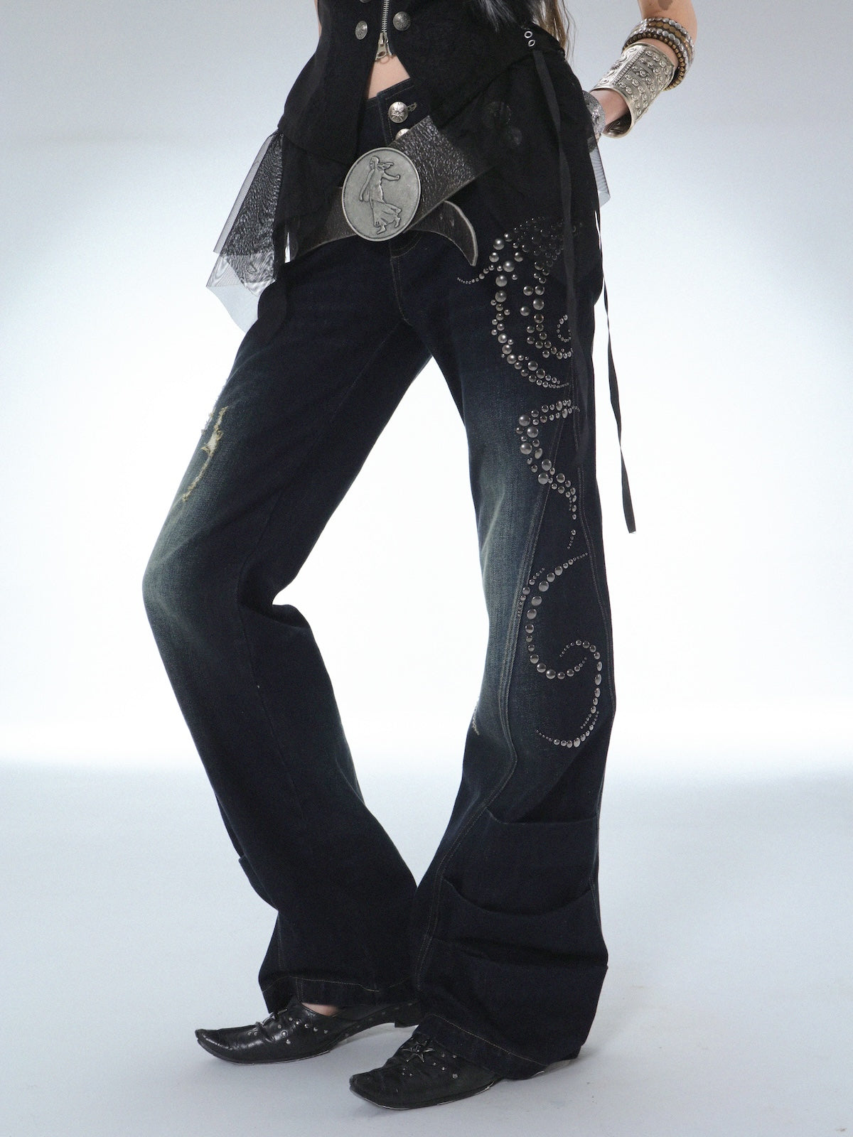Swirl Studded Jeans