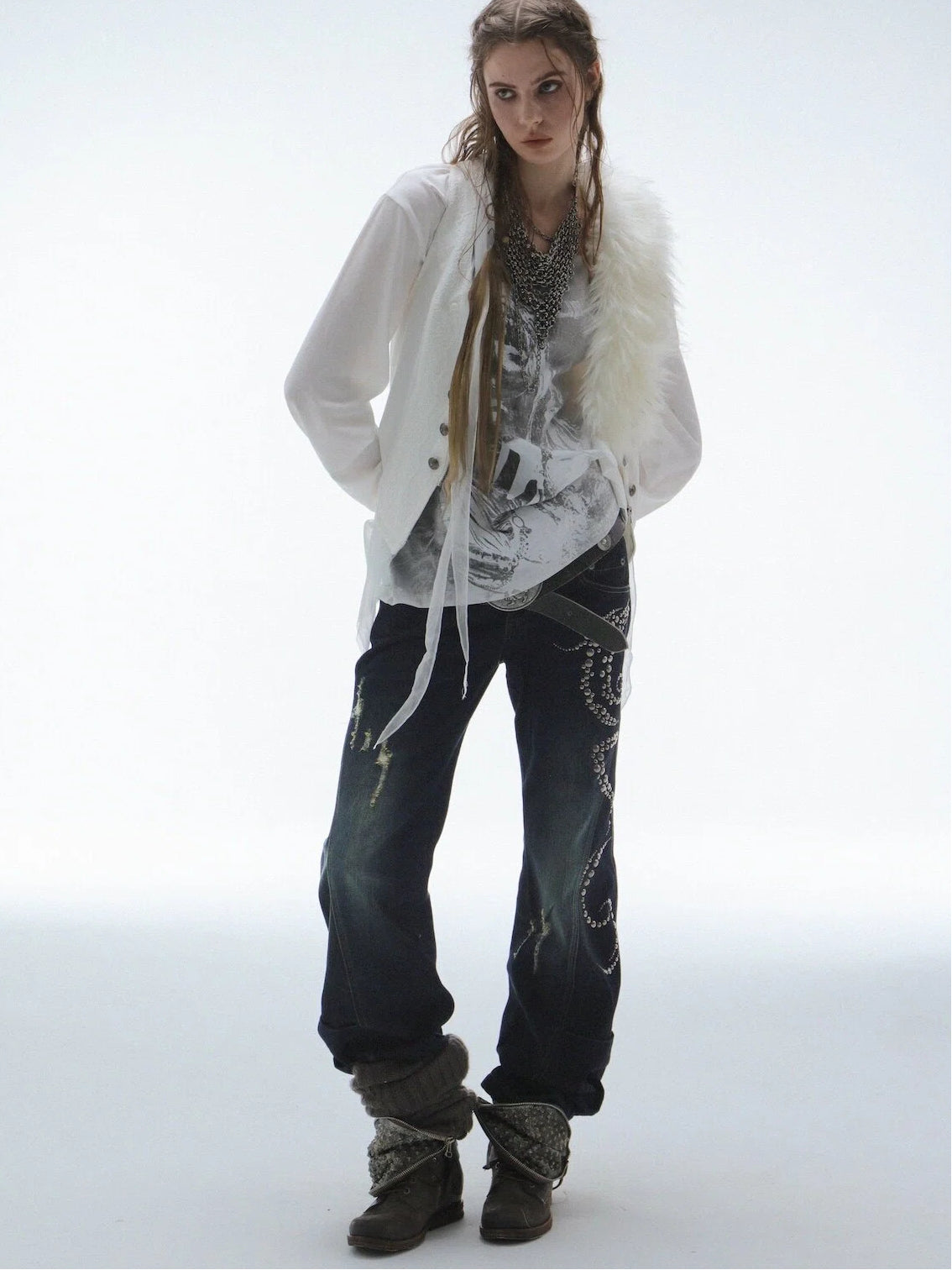 Swirl Studded Jeans
