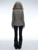 Quilted Down Jacket | Brown