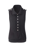Piqué Sleeveless Top | Black