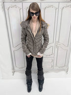 Quilted Down Jacket | Brown