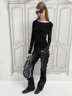 Studded Cuff Top | Black
