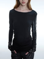 Studded Cuff Top | Black