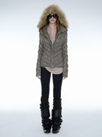 Quilted Down Jacket | Brown