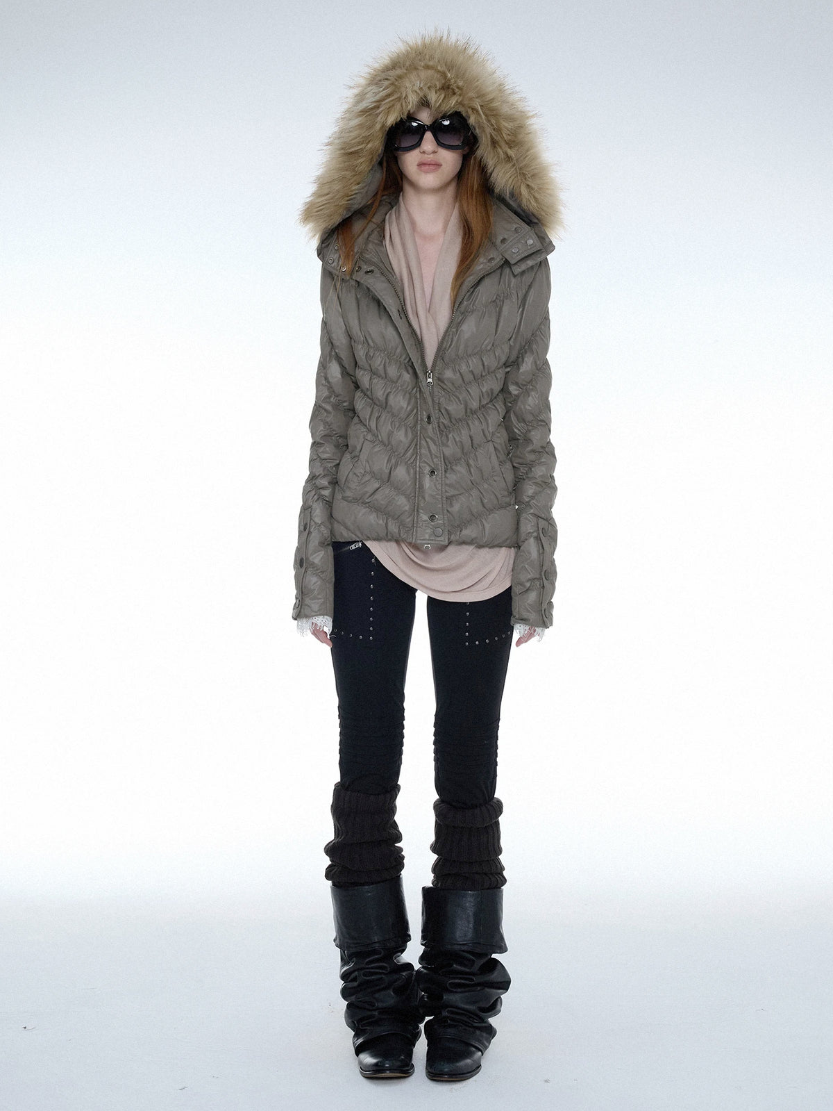 Quilted Down Jacket | Brown