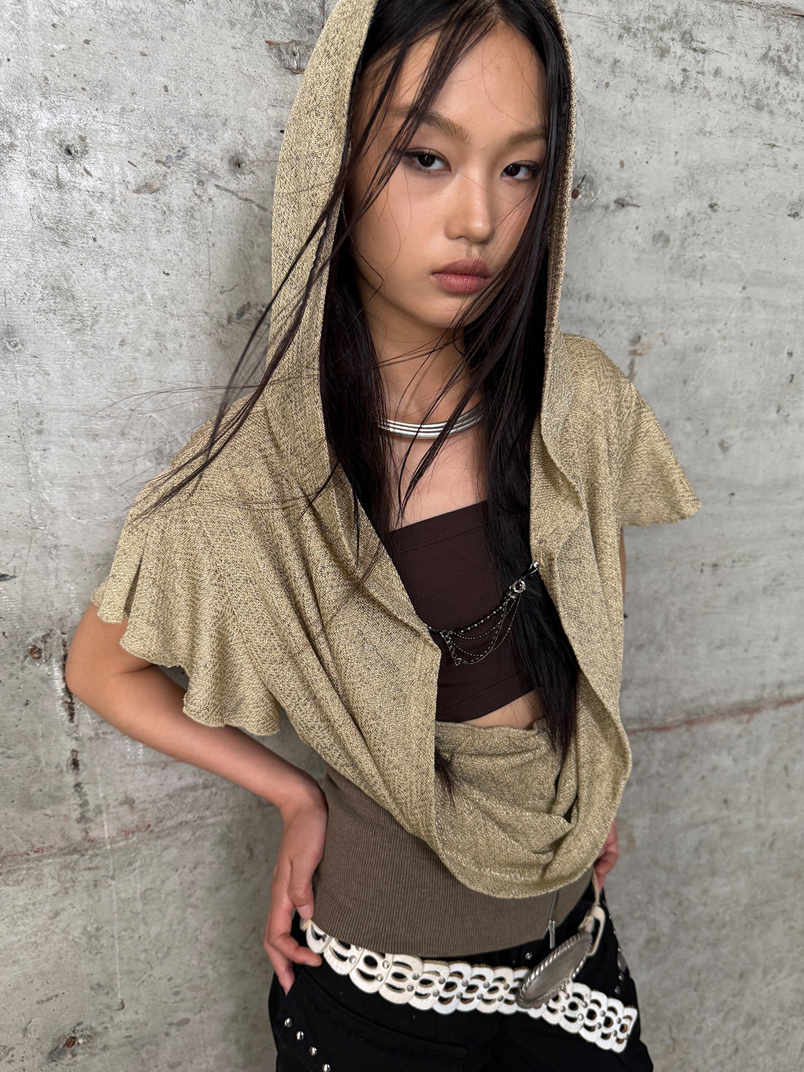 Hooded Batwing Top