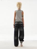 Piqué Sleeveless Top | Grey
