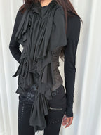 Cotton Ruffled Scarf | Dark Grey