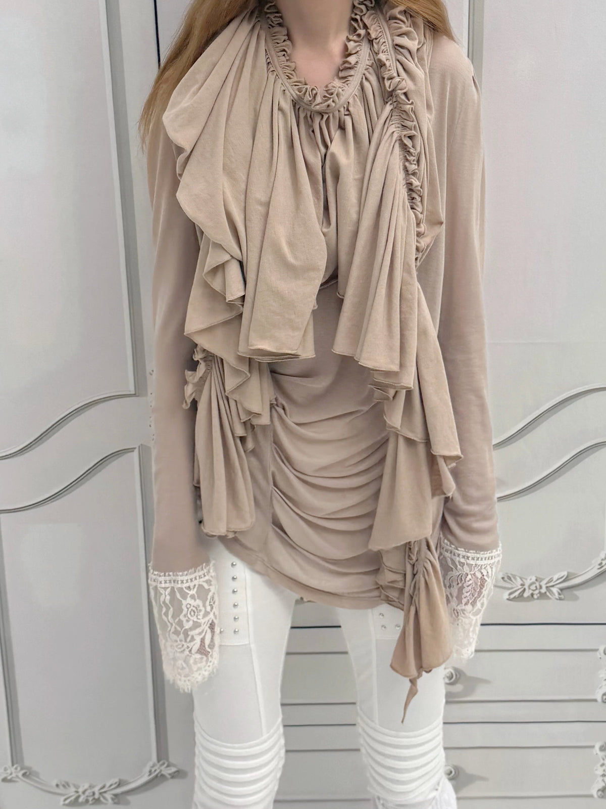 Cotton Ruffled Scarf | Sand