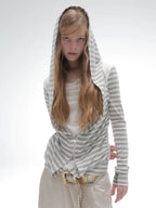 Layered Hooded Top  | Grey