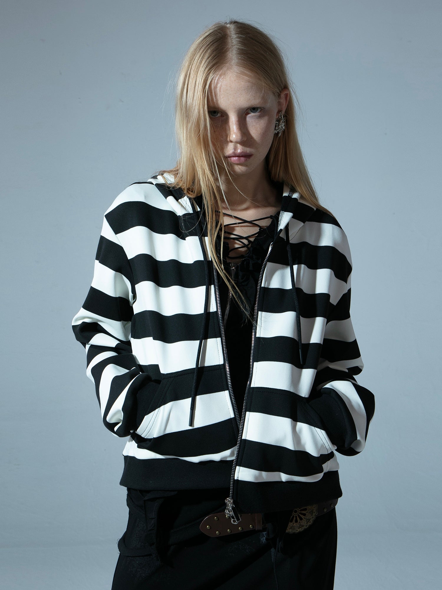 Striped Hoodie | Black & White