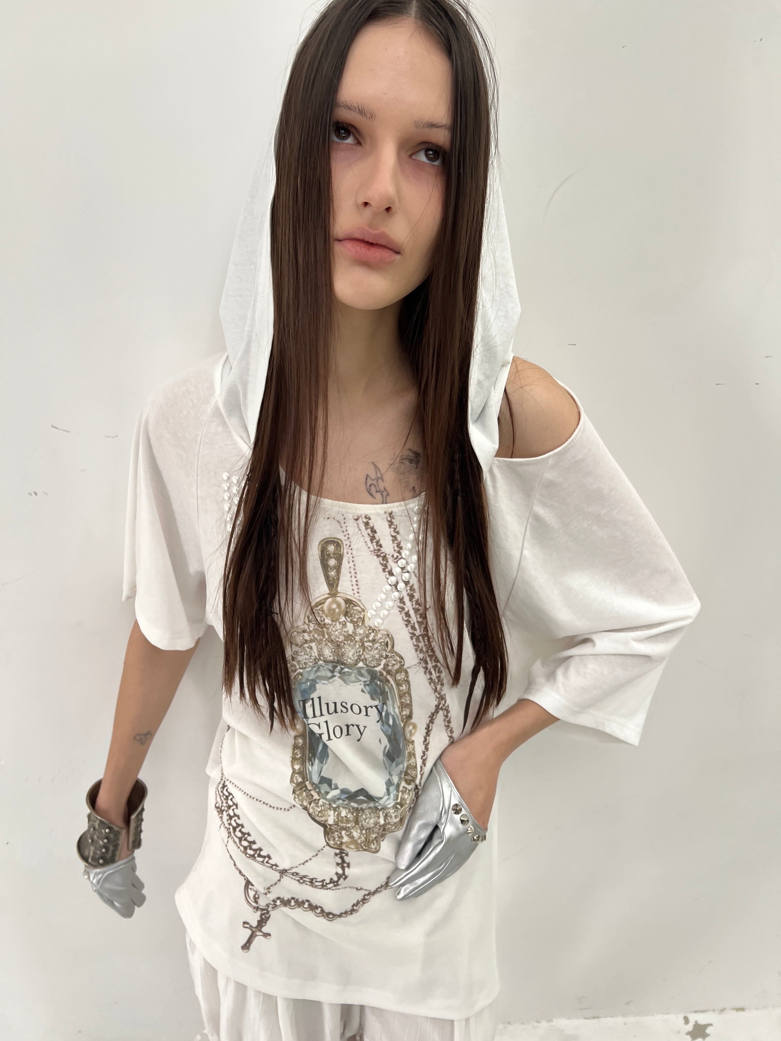 Batwing Hooded Top | White