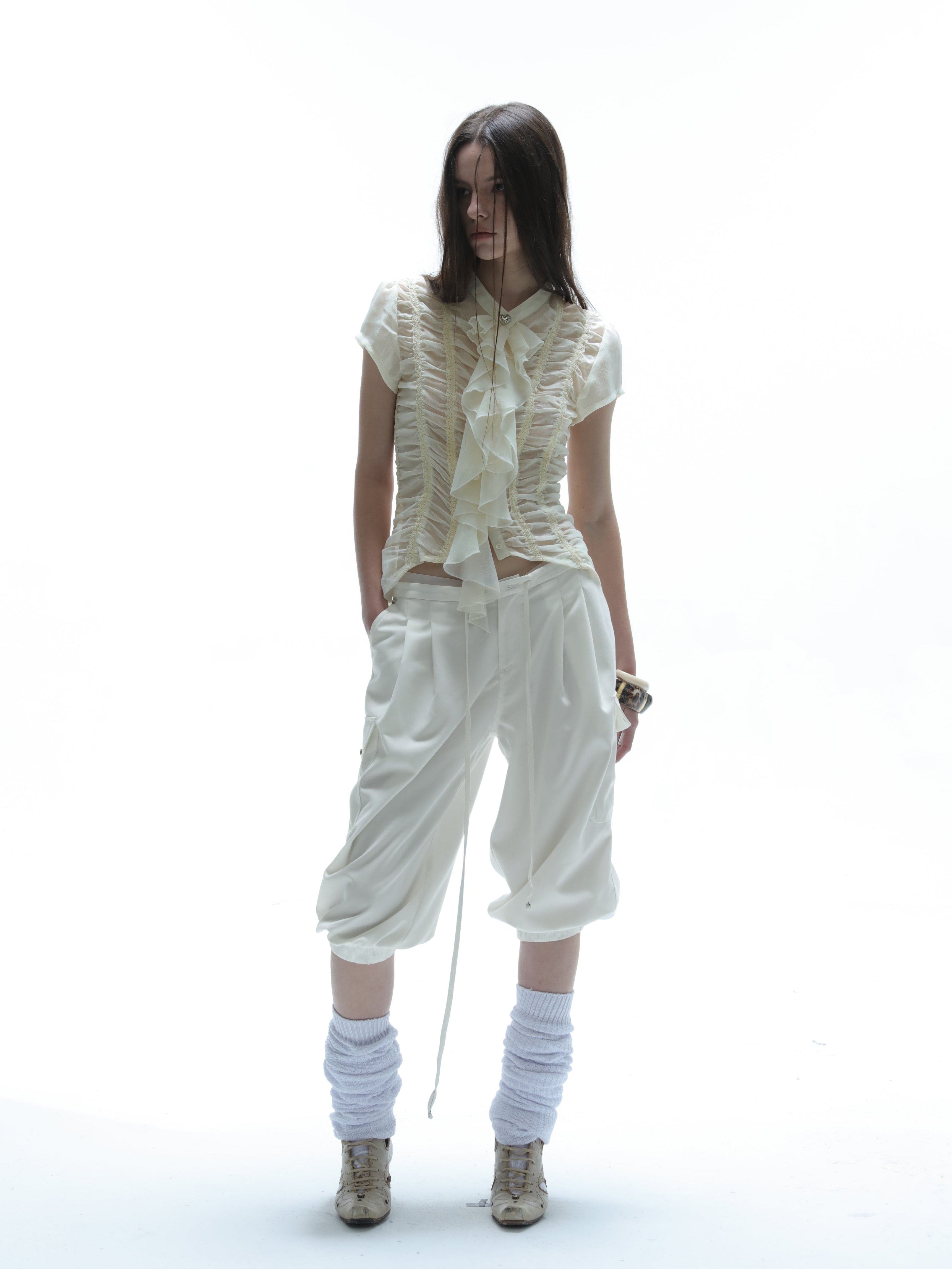 Ruffled Lace Blouse | Cream