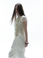 Ruffled Lace Blouse | Cream