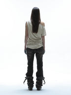 Fringed Slouchy Top | Beige