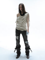 Fringed Slouchy Top | Beige