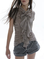 Ruffled Lace Blouse | Grey